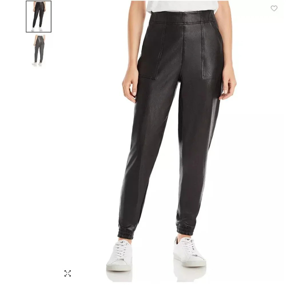 SPANX Faux Leather Jogger Pants Black Size Large